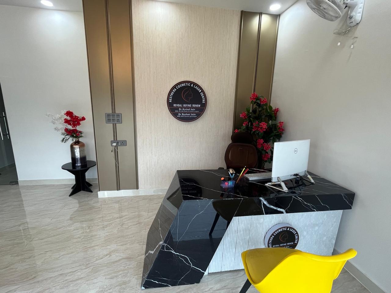 Reception desk inside Aesthera Cosmetic and Laser Centre